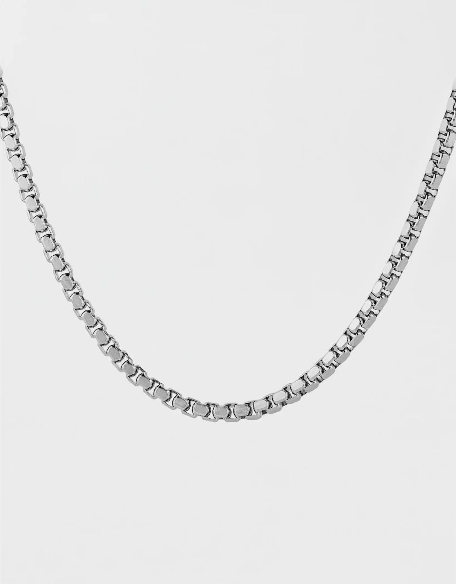 Bijoux American Eagle Polished Stainless Steel Box Chain Necklace Argent Homme | VRG-78092314